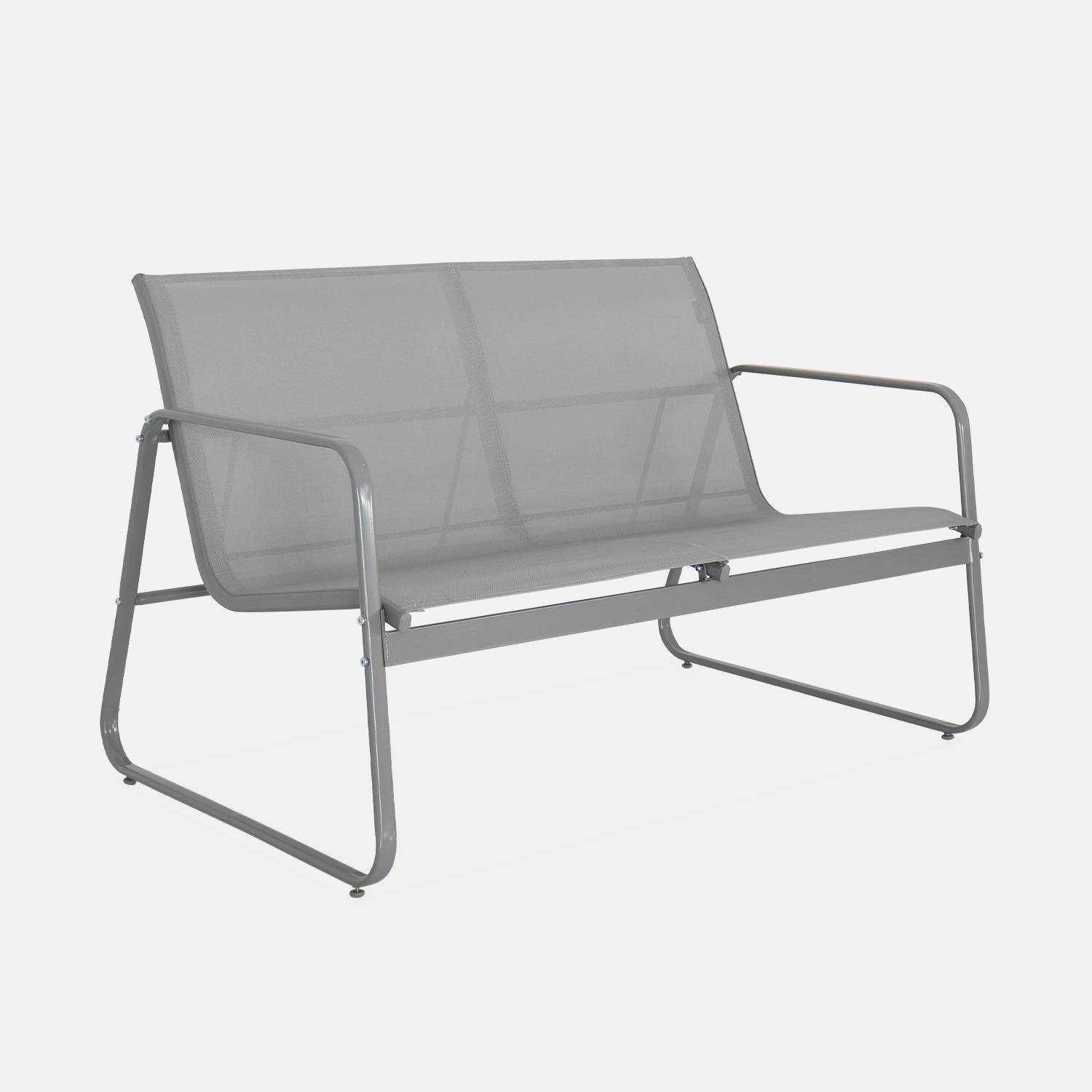 Mobiliário de jardim metálico e textileno para 4 pessoas, cinza claro, design   Photo4
