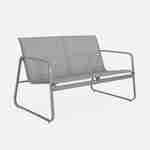 Mobiliario de jardín de metal y textilene para 4 personas, gris claro, diseño Photo4