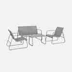Mobiliario de jardín de metal y textilene para 4 personas, gris claro, diseño Photo3