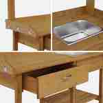 Table de rempotage en bois Capucine, 1 tiroir, 2 étagères, 1 évier, crochets Photo5