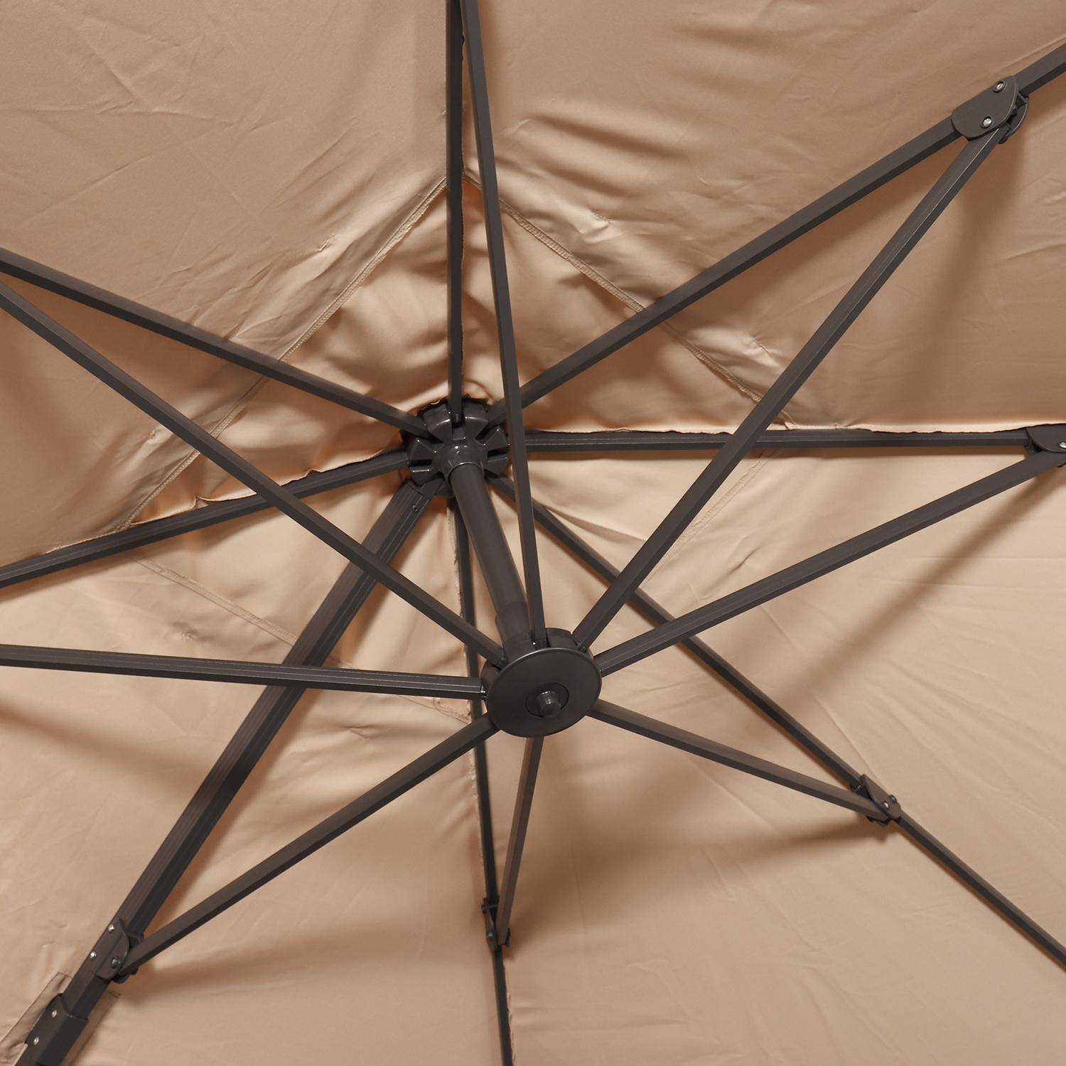 Parasol déporté carré 3 x 3m haut de gamme - Falgos - beige - Parasol excentré inclinable, rabattable et rotatif à 360°. Photo4
