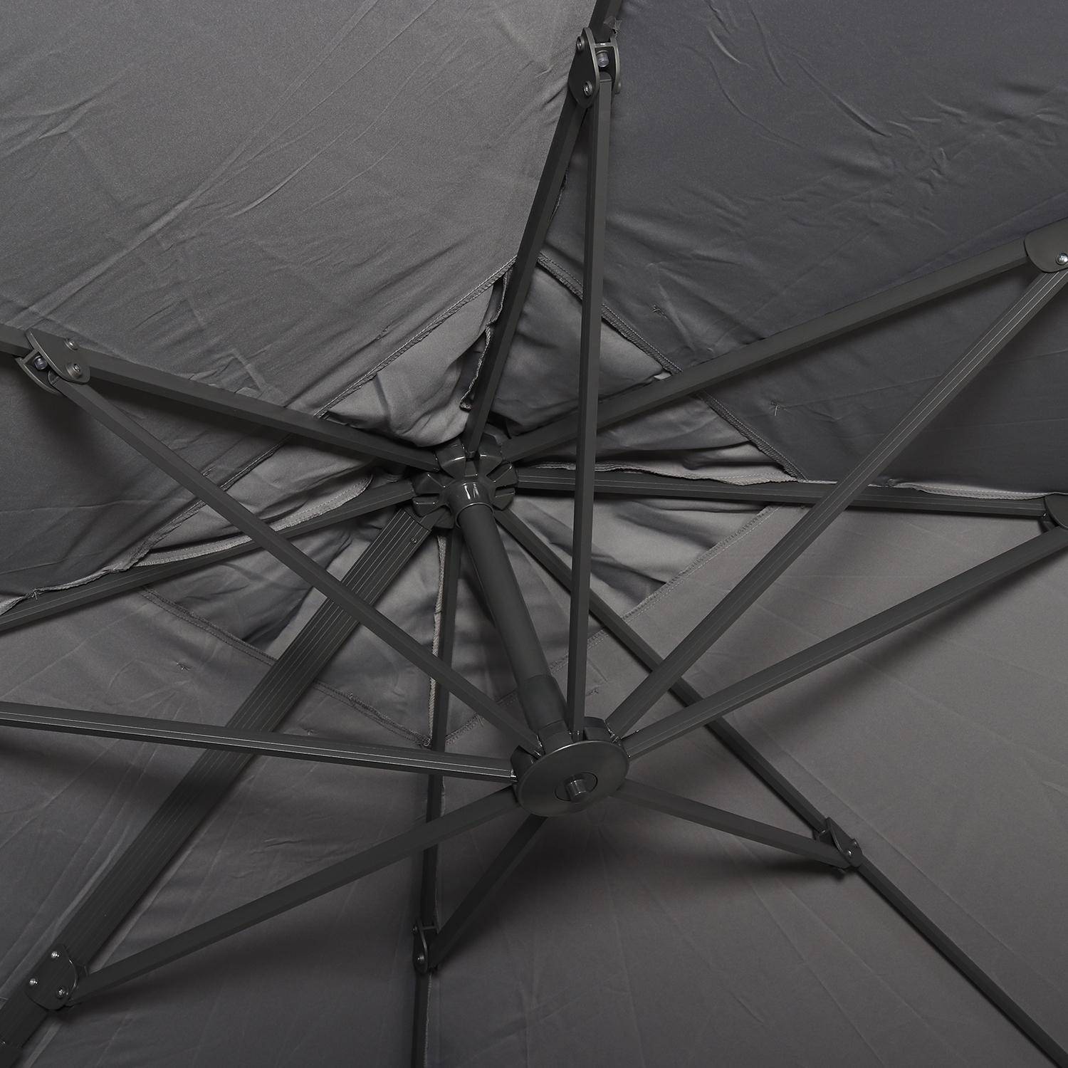 Parasol déporté carré 3 x 3m haut de gamme - Falgos - gris - Parasol excentré inclinable, rabattable et rotatif à 360°. Photo4