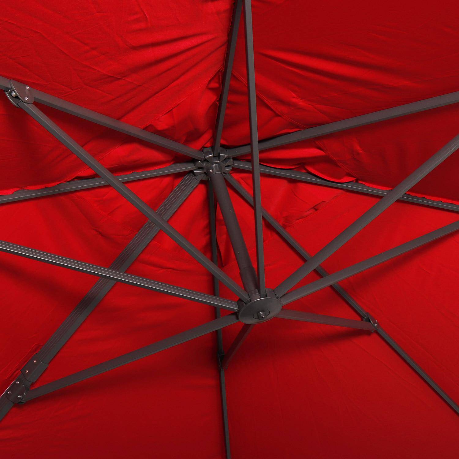 Guarda-sol rectangular offset 3x4m - Wimereux - vermelho- O guarda-sol offset pode ser inclinado em 6 posições, rodado 360°. Photo6