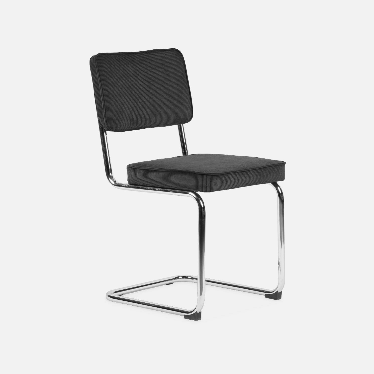 Conjunto de 2 cadeiras de veludo de bombazina cinzento escuro W46 x D54,5x H84,5cm Photo4