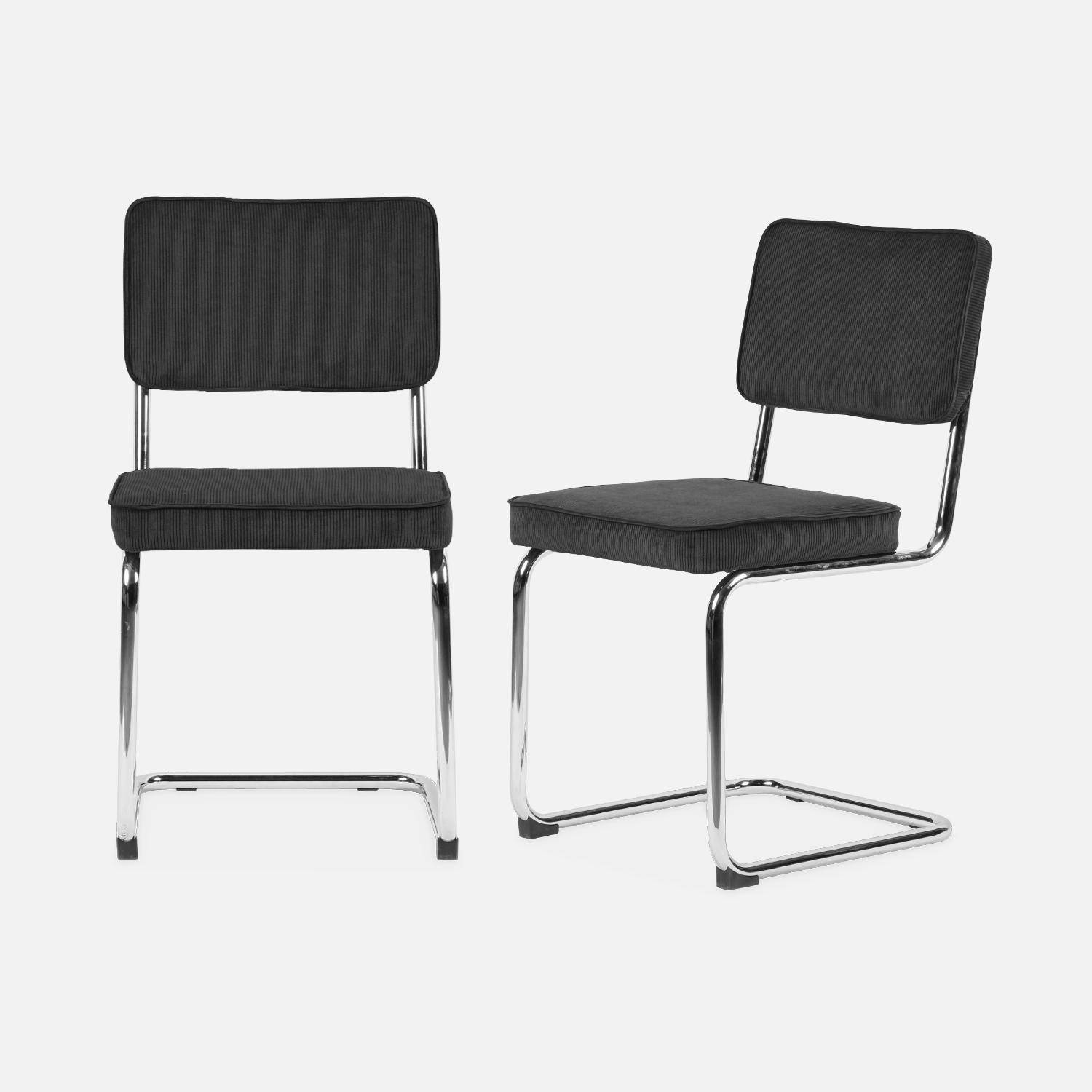 Conjunto de 2 cadeiras de veludo de bombazina cinzento escuro W46 x D54,5x H84,5cm Photo3