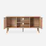 TV-meubel, Eva, houtdecor en afgerond riet 2 deuren, 1 plank L120 x B39 x H56,5cm Photo3