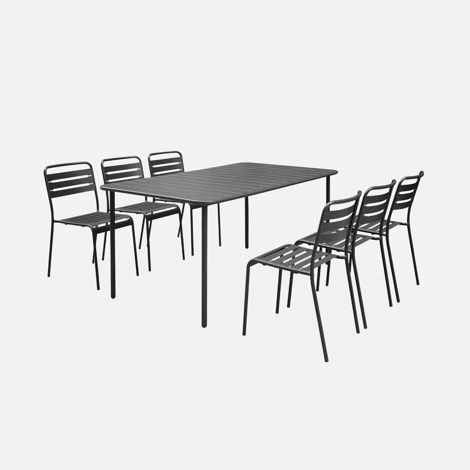 Table de jardin en métal anthracite Amélia + 6 chaises Photo3