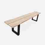 Table de jardin 6 places en bois avec bancs bois d'acacia et structure en acier noire Photo6