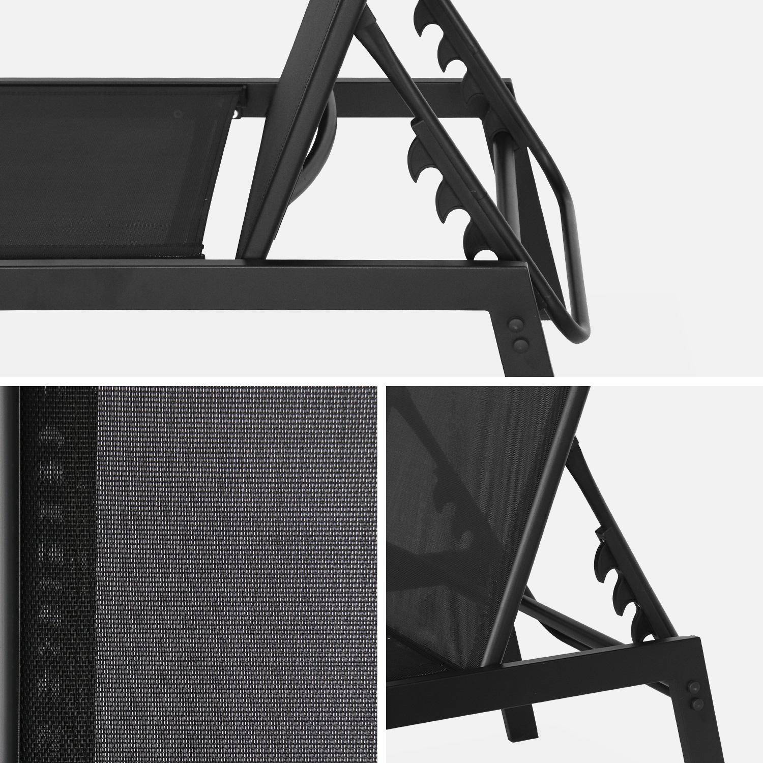 Set van 2 zwarte 5-standen ligstoelen, textilene en metaal, FLORA, B155 x D59 x H106cm Photo6
