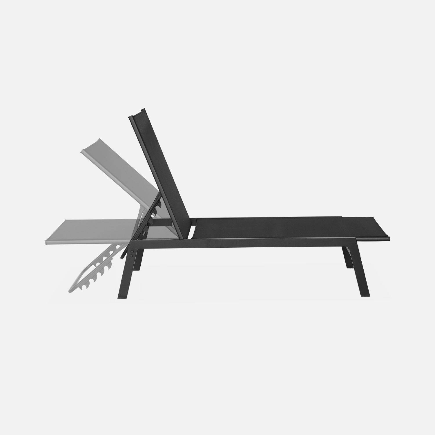 Set van 2 zwarte 5-standen ligstoelen, textilene en metaal, FLORA, B155 x D59 x H106cm Photo5