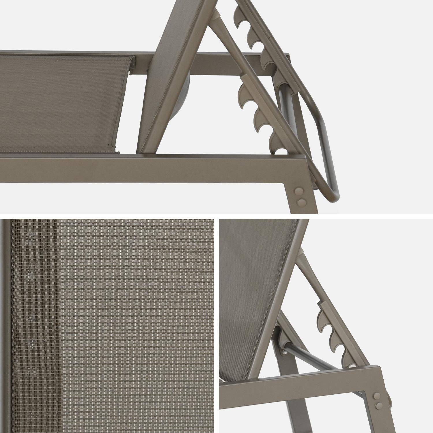2er-Set Liegestuhl aus Textilene und Metall mit mehreren Positionen. Taupe. L 155 x P 59 x H 106 cm Photo6