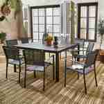 Table de jardin extensible aluminium + 8 fauteuils de jardin empilables, anthracite Photo3
