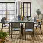 Table de jardin extensible aluminium + 8 fauteuils de jardin empilables, anthracite Photo2