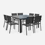 Table de jardin extensible aluminium + 8 fauteuils de jardin empilables, anthracite Photo4
