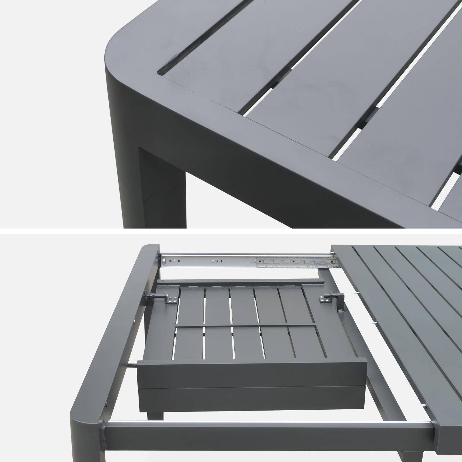 Table de jardin extensible aluminium + 8 fauteuils de jardin empilables, anthracite Photo6