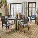 Table de jardin extensible aluminium + 8 fauteuils de jardin empilables, anthracite Photo1