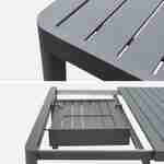 Table de jardin extensible aluminium + 8 fauteuils de jardin empilables, gris clair  Photo6