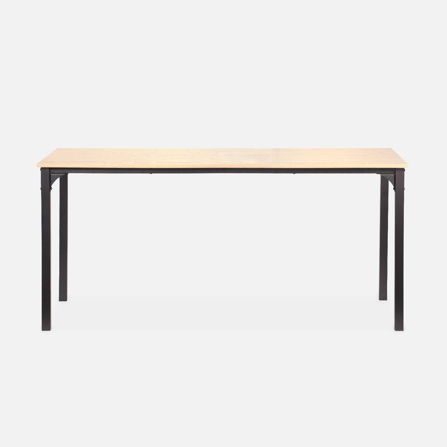 Table à manger Loft rectangulaire métal décor bois + lot de 4 chaises scandinave noires Photo7