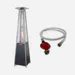 Parasol chauffant gaz en acier 10.5kw pyramide + Kit Tuyau flexible de gaz 1.5 m + Détendeur Propane 37mbar 1,5kg/h – Normes NF Photo1