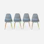 Table à manger rectangulaire métal et décor bois + 4 chaises scandinaves grises Photo3