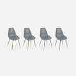 Table à manger rectangulaire métal et décor bois + 4 chaises scandinaves grises Photo7