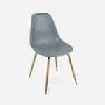 Table à manger rectangulaire métal et décor bois + 4 chaises scandinaves grises Photo4
