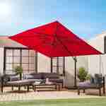 Parasol déporté rectangulaire rouge 3x4m + dalles à lester 50x50cm Photo2
