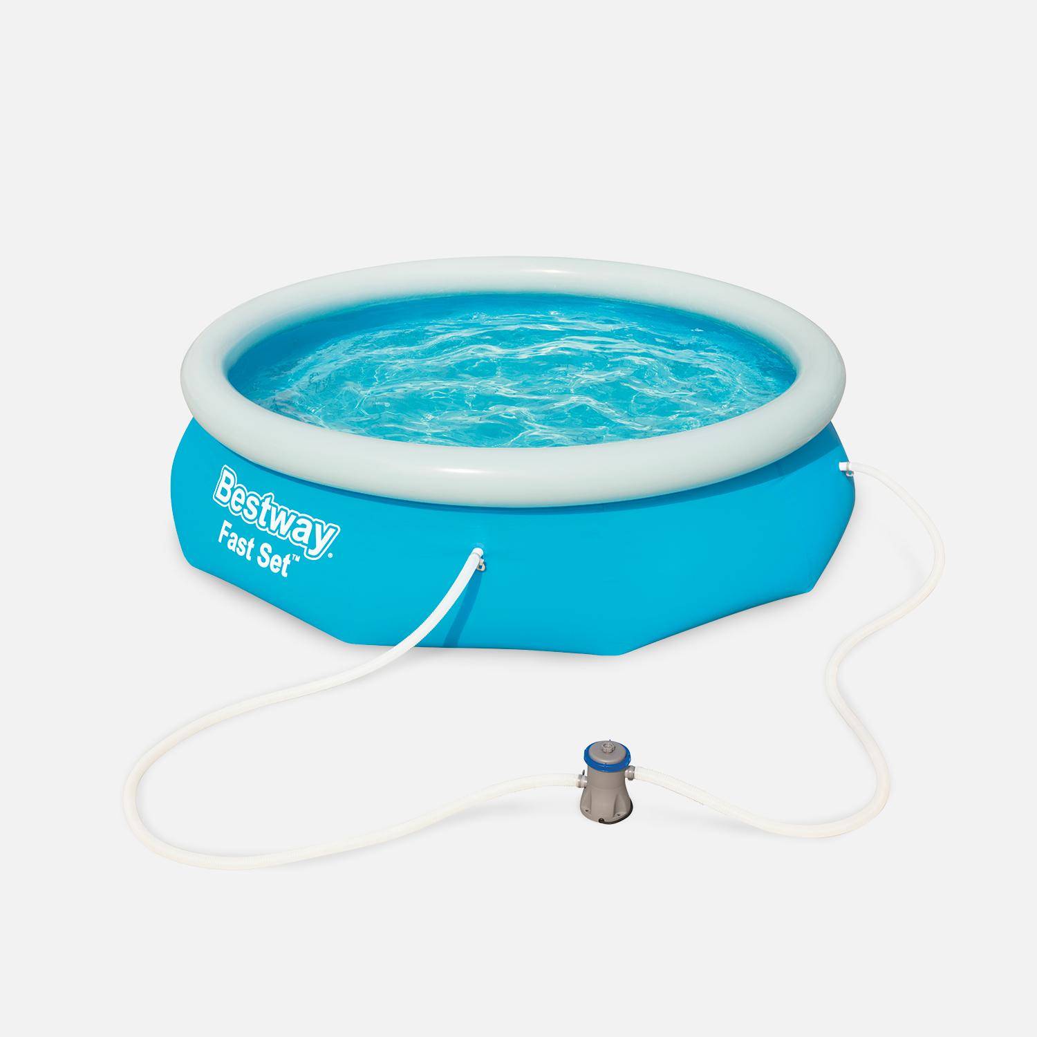 Piscine gonflable autoportante bleue BESTWAY – Diamant ⌀ 300 x 76 cm - piscine hors sol autostable ronde  + échelle 3 marches Photo2