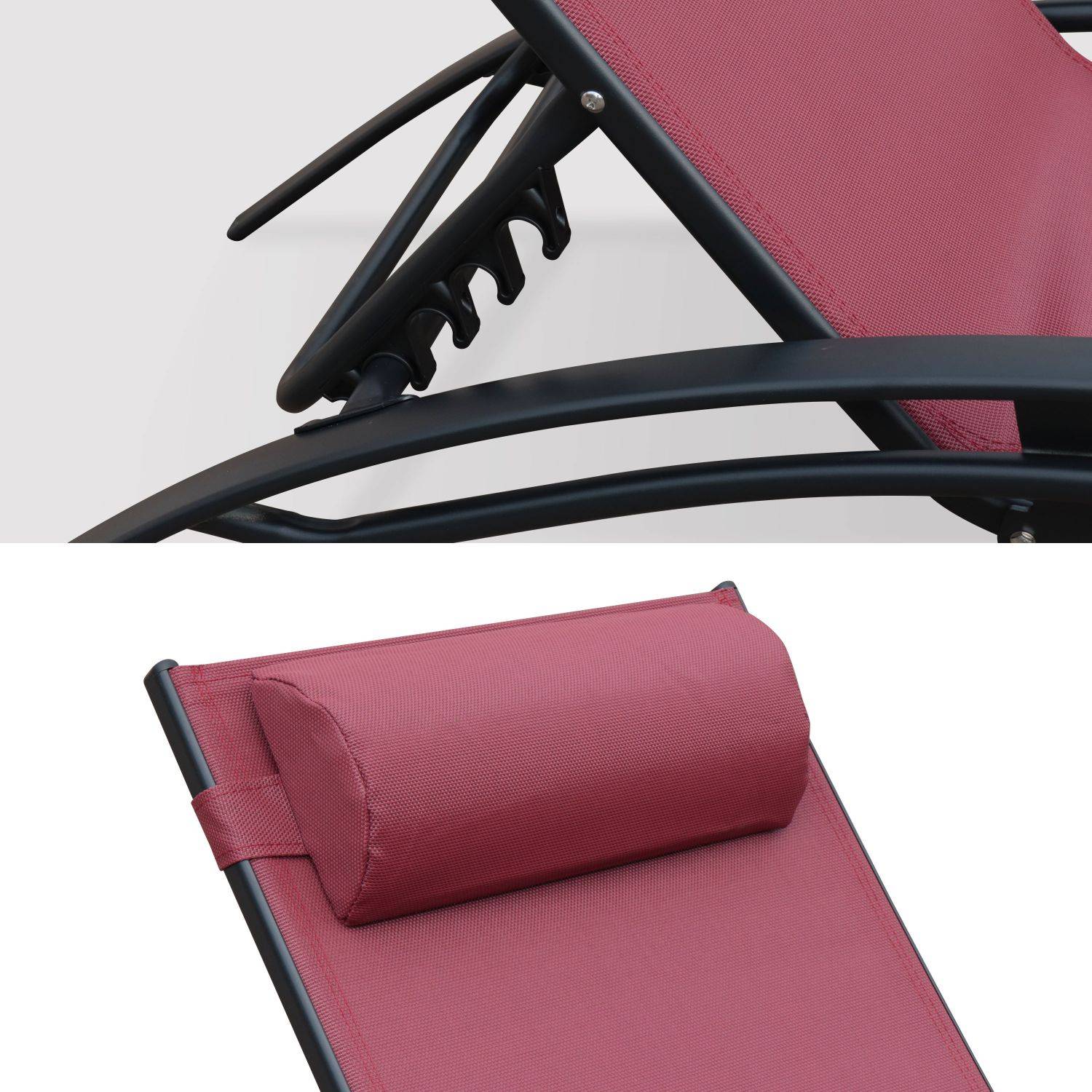 Duo aus Sonnenliegen aus Aluminium - Louisa Bordeaux - Liegestühle aus Aluminium und Textilene Photo3