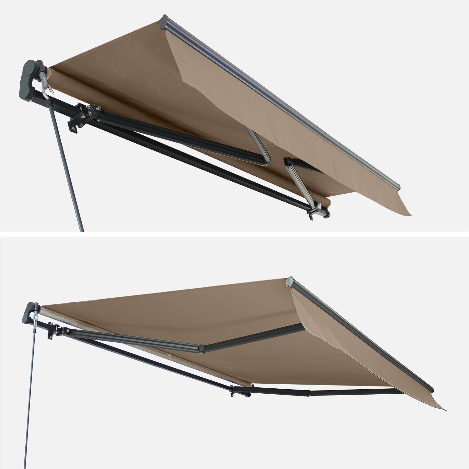 Tenda da sole - Alombra 3x2m Taupe - Monoblocco in alluminio, sistema manuale, senza cassonetto, tenda da sole per terrazza larghezza 295cm, tessuto in poliestere spalmato 280g, tenda a muro Photo4