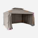 Pergola aluminium - Divodorum 3x4m -  Toile taupe - Tonnelle avec rideaux, structure aluminium Photo2