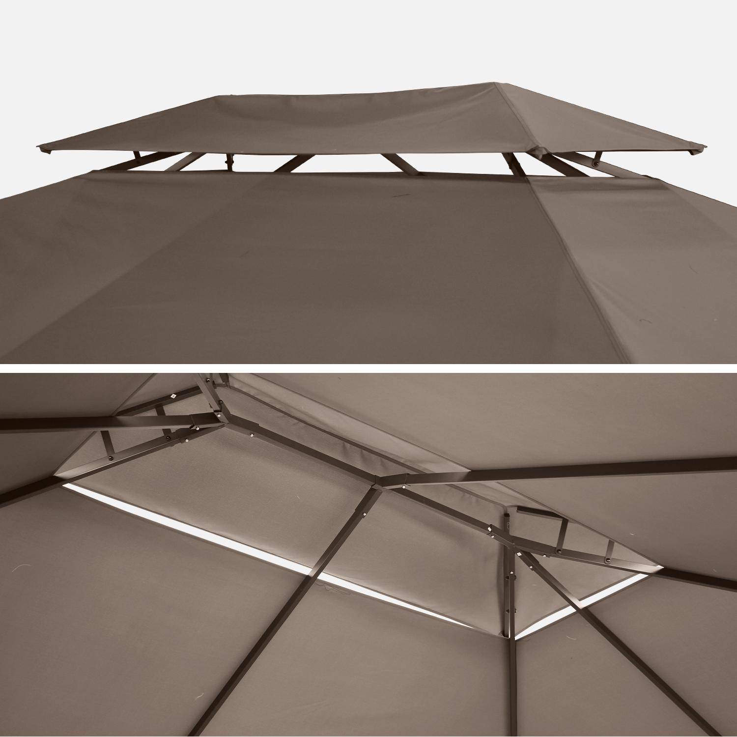 Pergola aluminium - Divodorum 3x4m -  Toile taupe - Tonnelle avec rideaux, structure aluminium Photo3