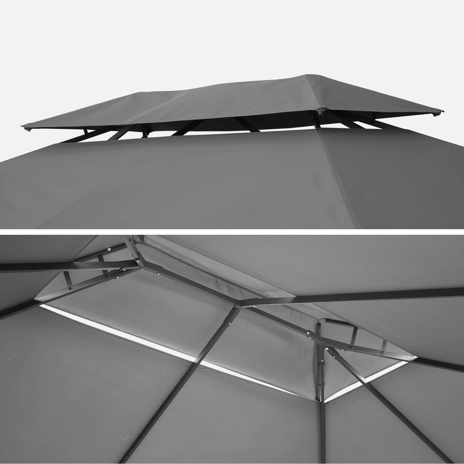 Pérgola de aluminio - Divodorum 3x4m - Tejido gris - Cenador con cortinas, estructura de aluminio Photo3