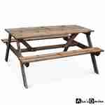 Picknicktisch aus Holz 150cm - PADANO - Rechteckiger Gartentisch mit Bänken aus FSC-Kiefer Photo2