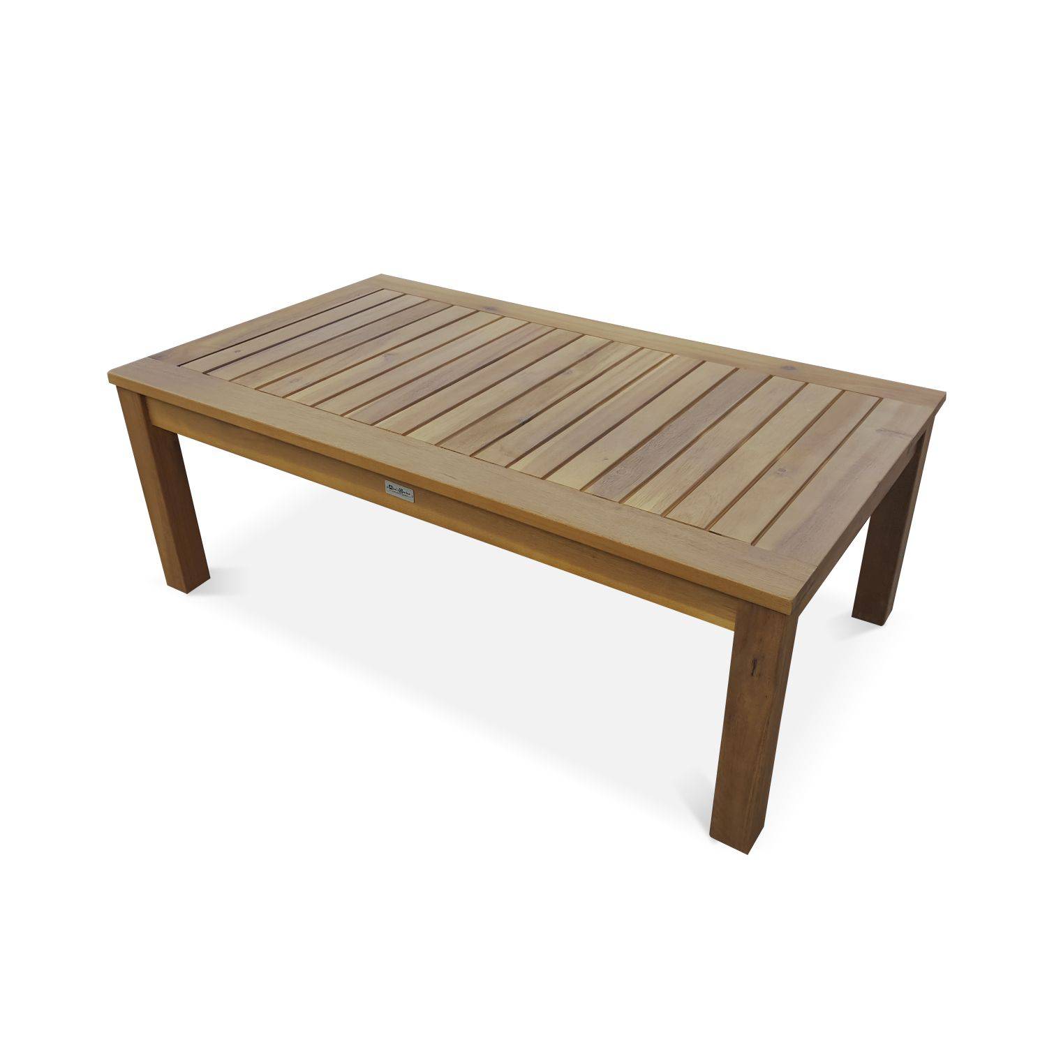 4 Sitze Holz Gartenmöbel - Ushuaïa - Senffarbene Kissen, Sofa, Sessel und Couchtisch aus Akazie, Design Photo5
