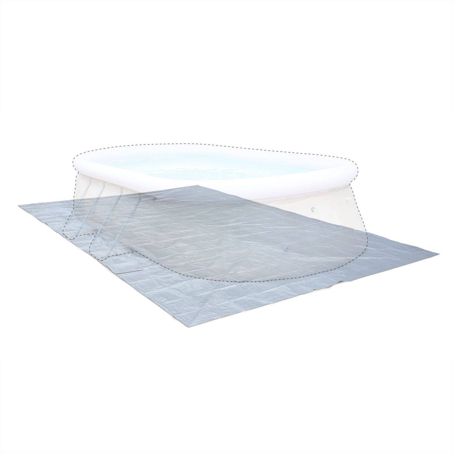 Tapis de sol gris 583 x 390 cm pour piscine rectangulaire hors sol 540 x 300 cm Photo1