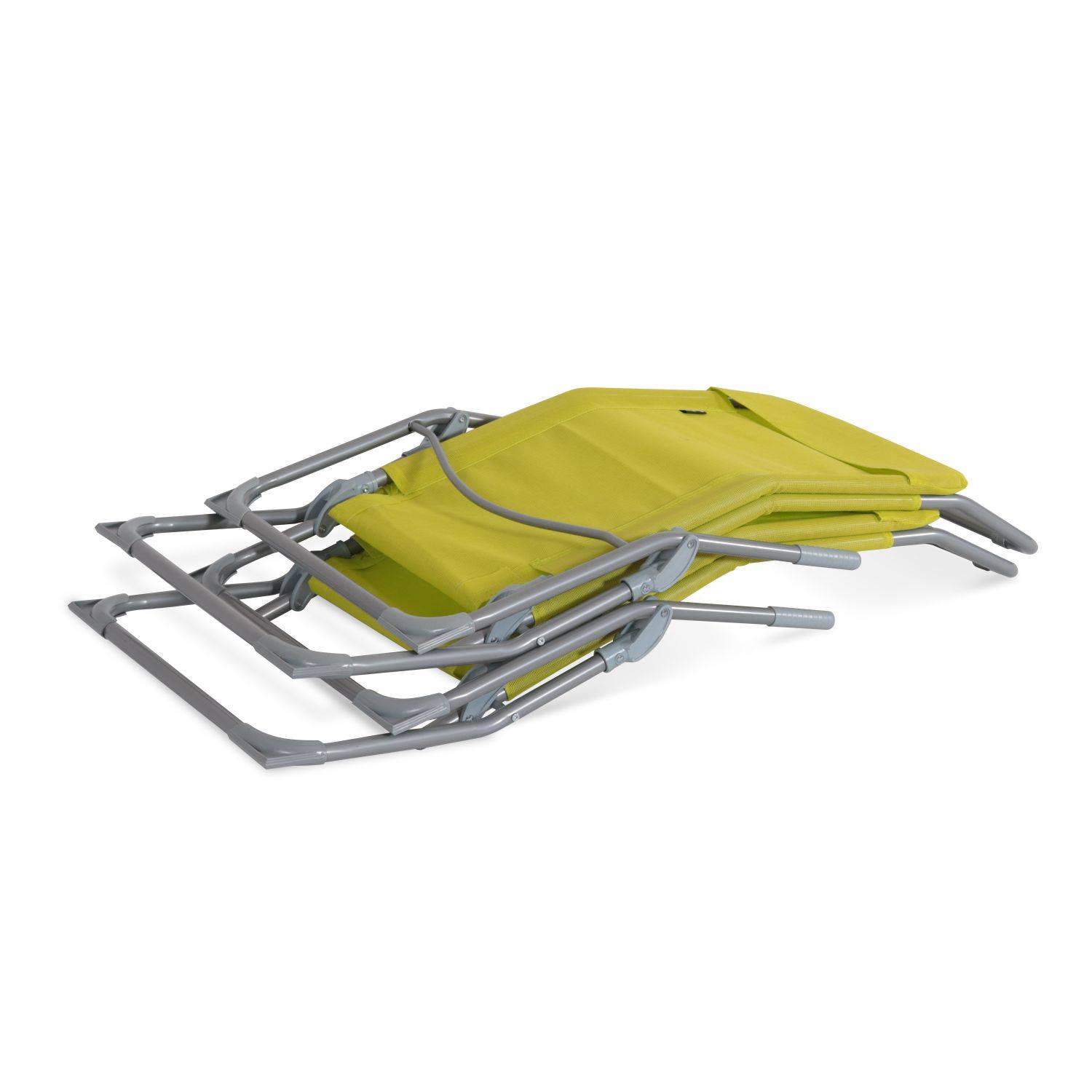 Set mit 2 klappbaren Sonnenliegen - Levito Grün - Textilene-Liegestühle mit 2 Positionen, Liegestühle Photo5