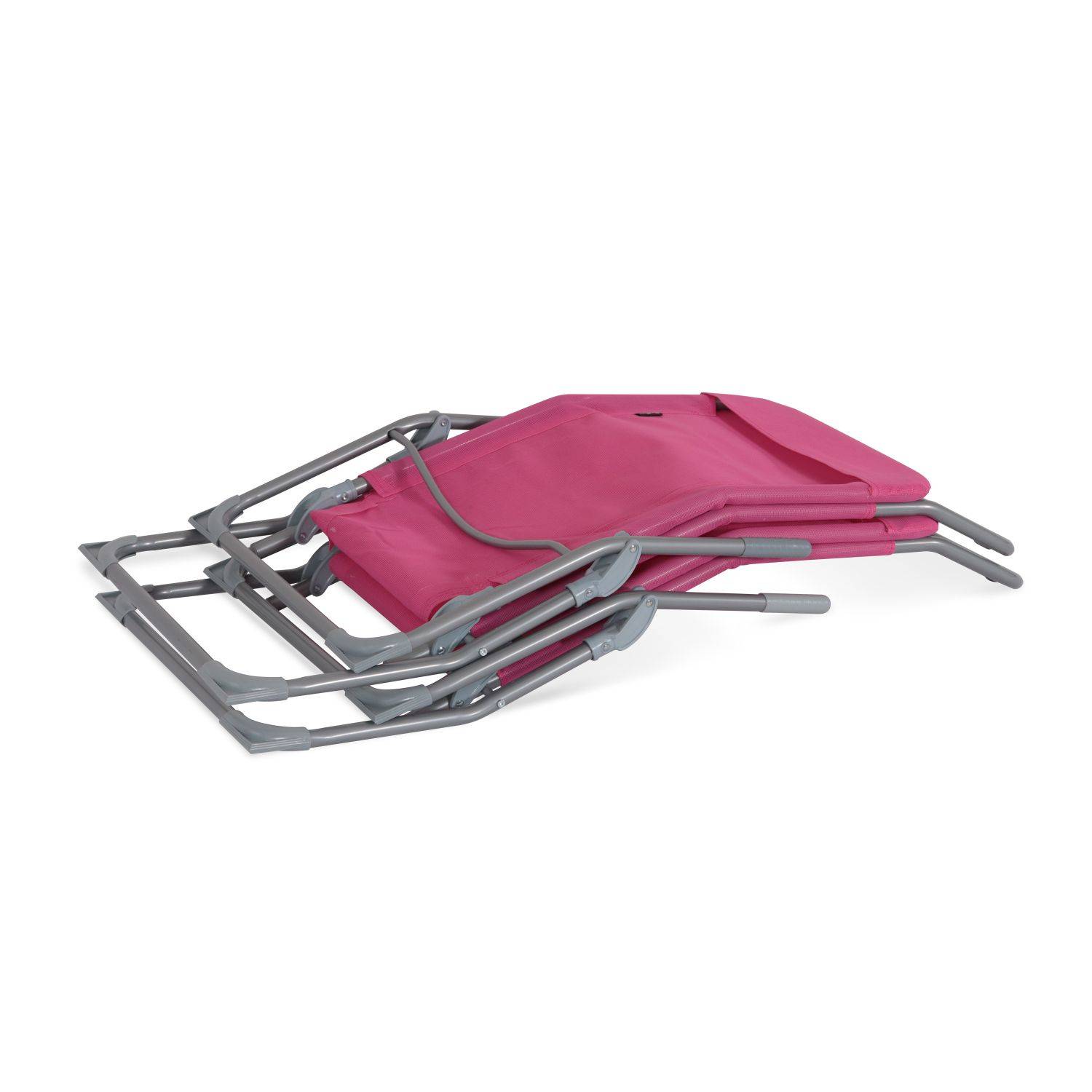 Set van 2 opvouwbare ligstoelen - Levito Roze - Ligstoelen van textileen, 2 posities, opvouwbare ligstoelen Photo5