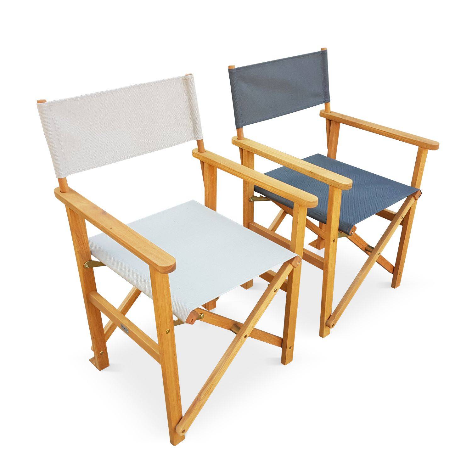 Set van 2 regisseurstoelen, opvouwbaar, met armleuningen, BANDERAS, van FSC eucalyptus en textileen grijs antraciet Photo5