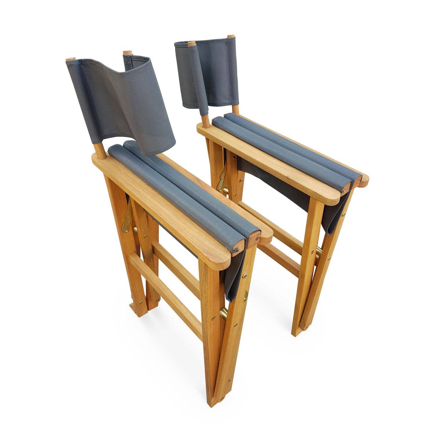 Set van 2 regisseurstoelen, opvouwbaar, met armleuningen, BANDERAS, van FSC eucalyptus en textileen grijs antraciet Photo3