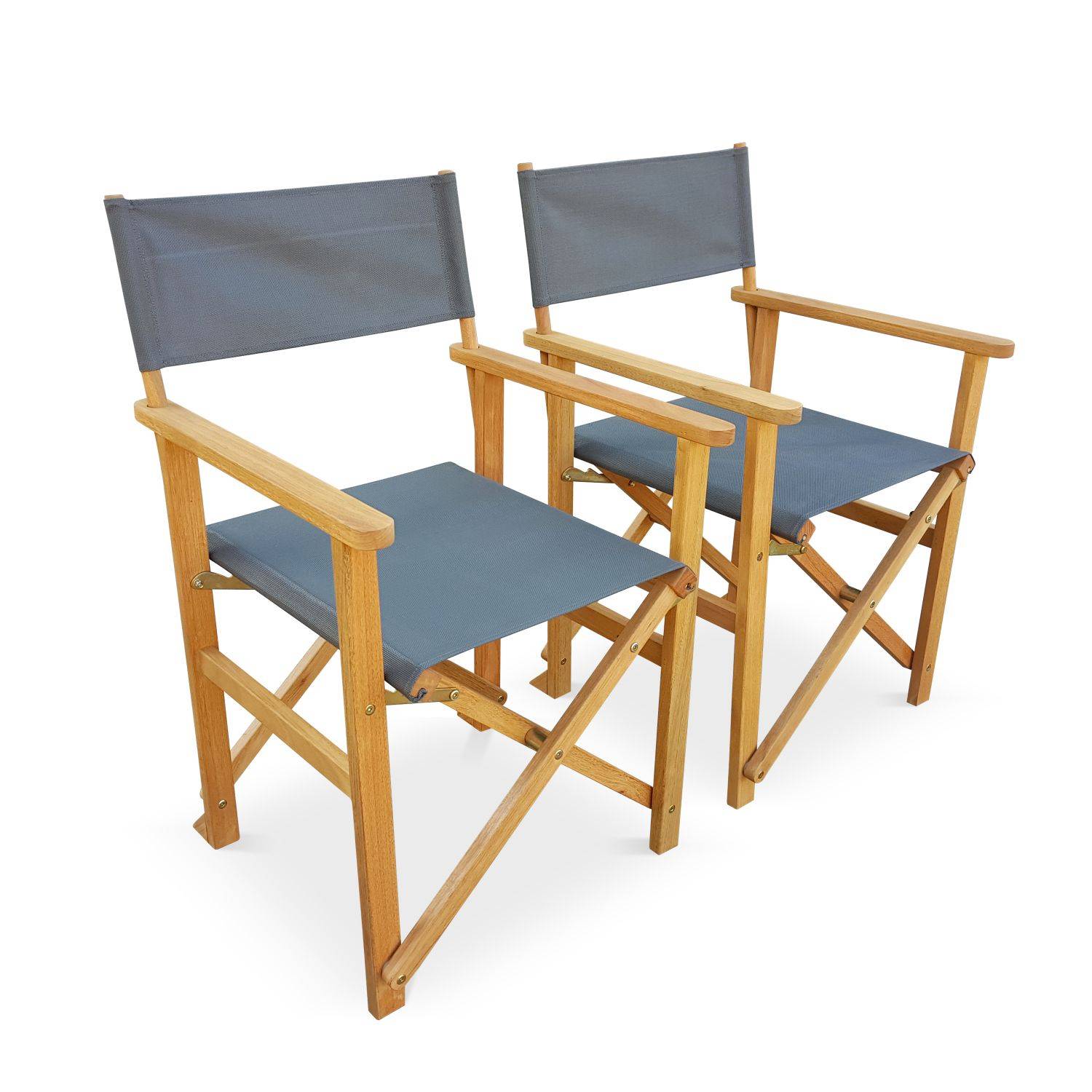 Set van 2 regisseurstoelen, opvouwbaar, met armleuningen, BANDERAS, van FSC eucalyptus en textileen grijs antraciet Photo1