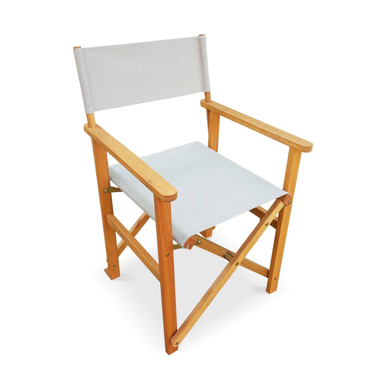 Set van 2 regisseurstoelen, opvouwbaar, met armleuningen, BANDERAS, van FSC eucalyptus en textileen lichtgrijs Photo2