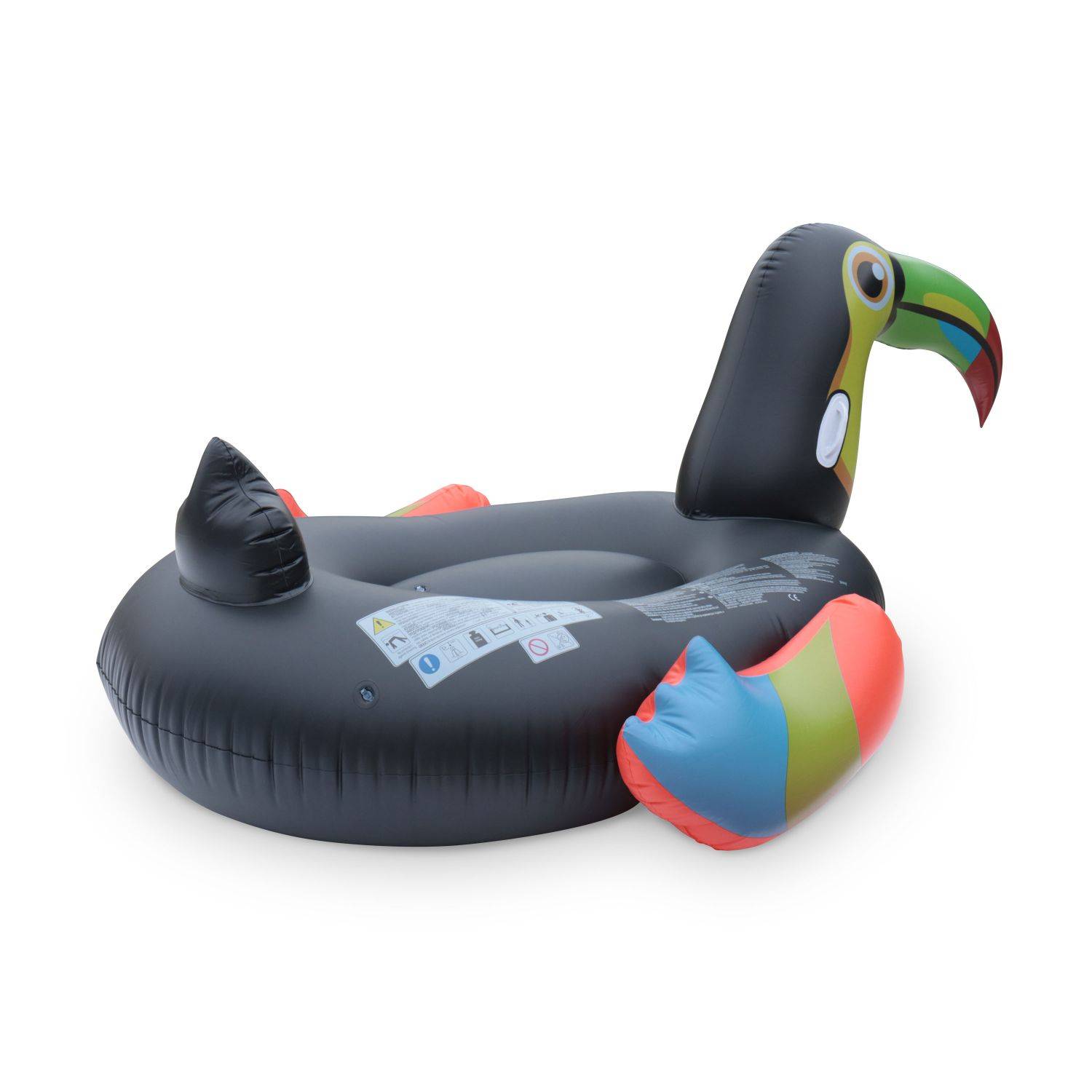 Bouée gonflable toucan, Ø 210 cm, TOUCAN, bouée fauteuil XXL toucan, toucan géant noir, bouée chevauchable toucan Photo4