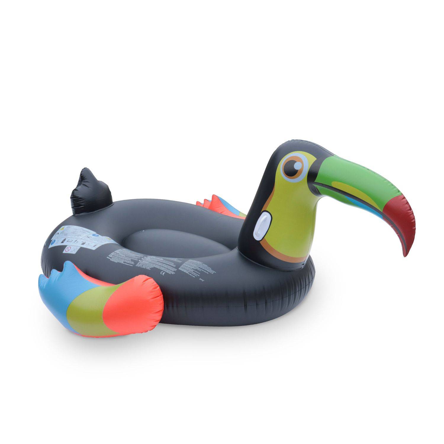 Bouée gonflable toucan, Ø 210 cm, TOUCAN, bouée fauteuil XXL toucan, toucan géant noir, bouée chevauchable toucan Photo1