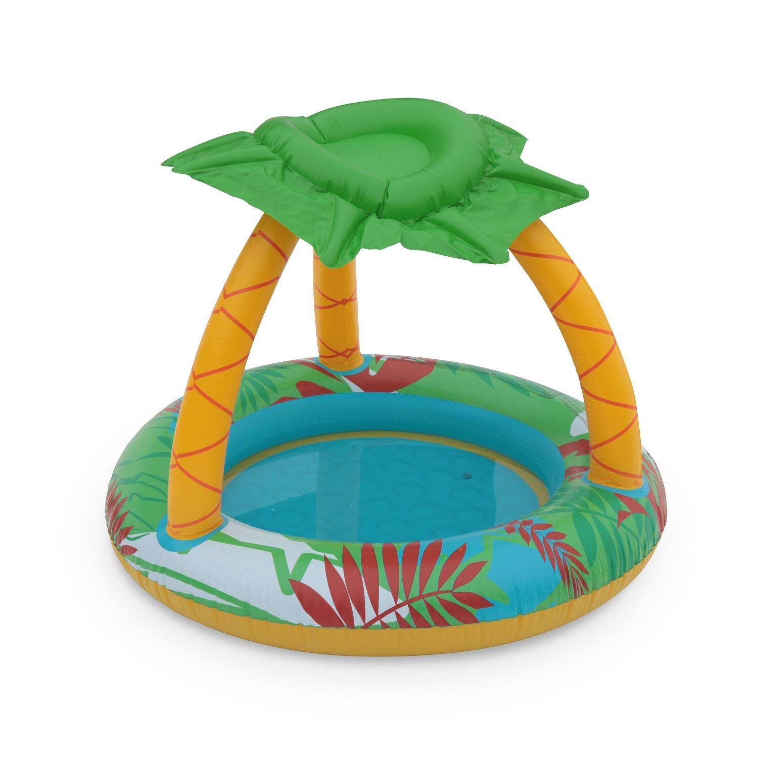 Pataugeoire gonflable JUNGLE, piscine pour bébé avec pare-soleil et jeux, 100 x 80 cm Photo2