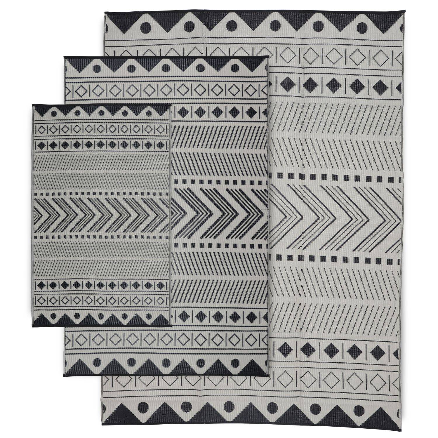 Tappeto per esterni 180x270cm BAMAKO - Rettangolare, motivo etnico nero/beige, jacquard, reversibile, interno/esterno Photo5