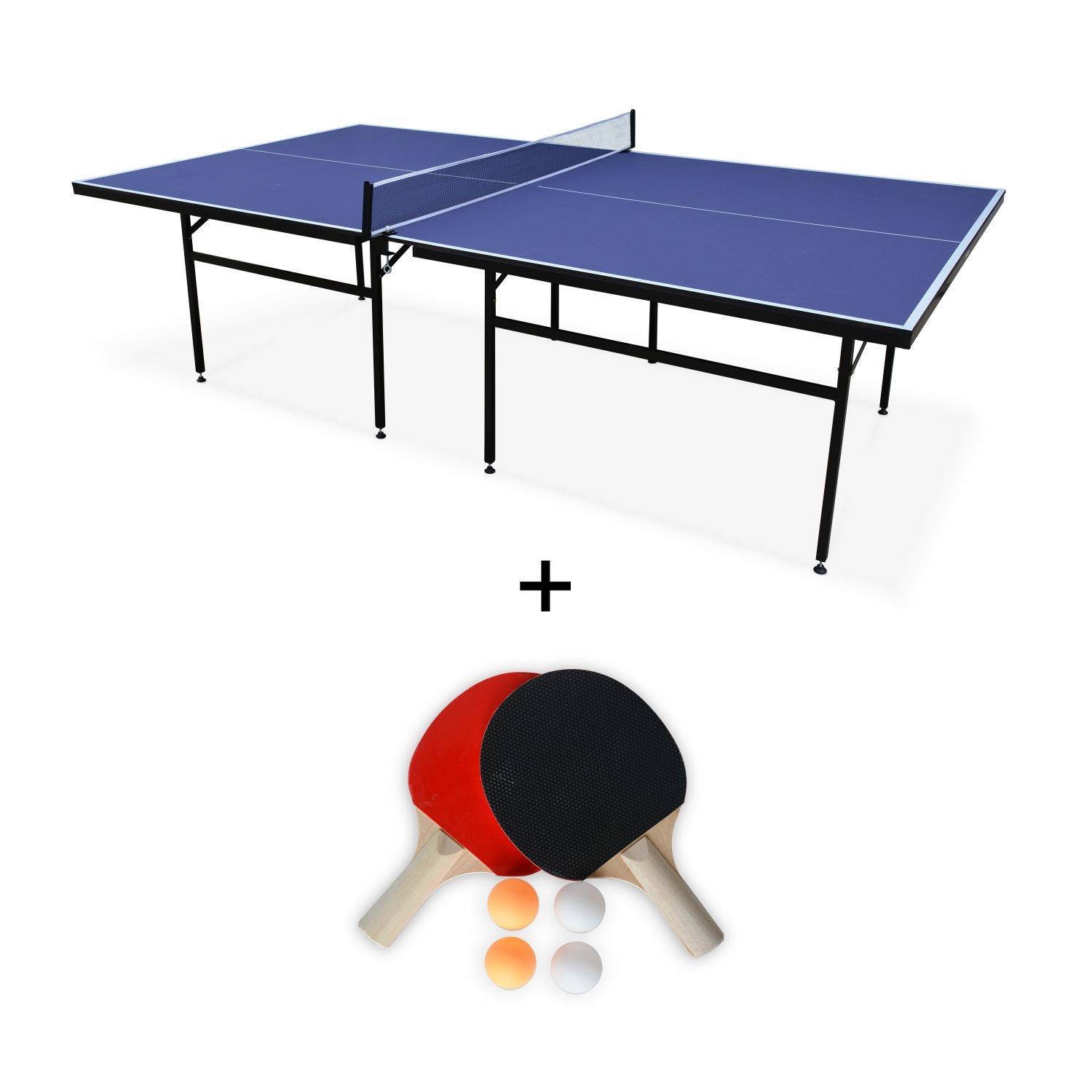 Table de ping pong INDOOR bleue Nagano- table avec 2 raquettes et 4 balles, pour utilisation intérieure, sport tennis de table Photo1