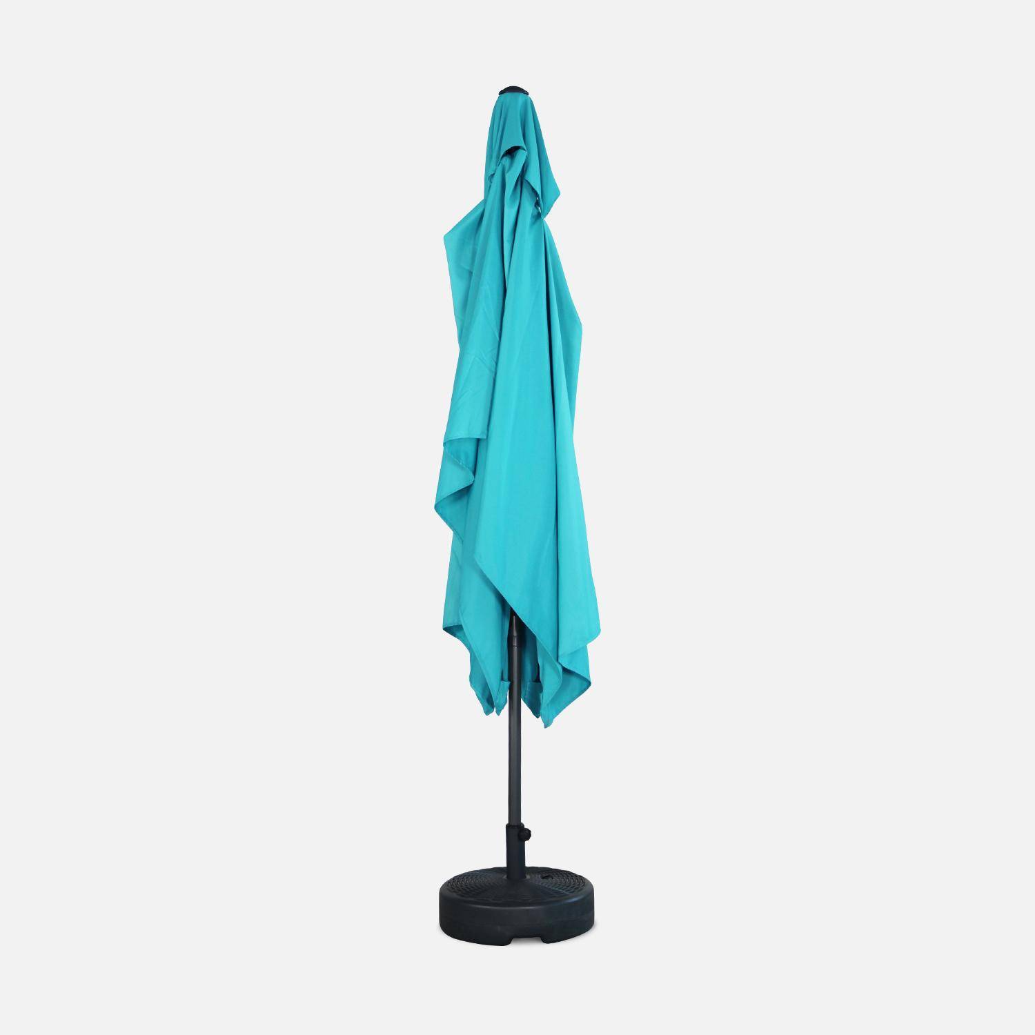 Parasol droit rectangulaire 2x3m - Touquet Turquoise - mât central en aluminium orientable et manivelle d'ouverture Photo4