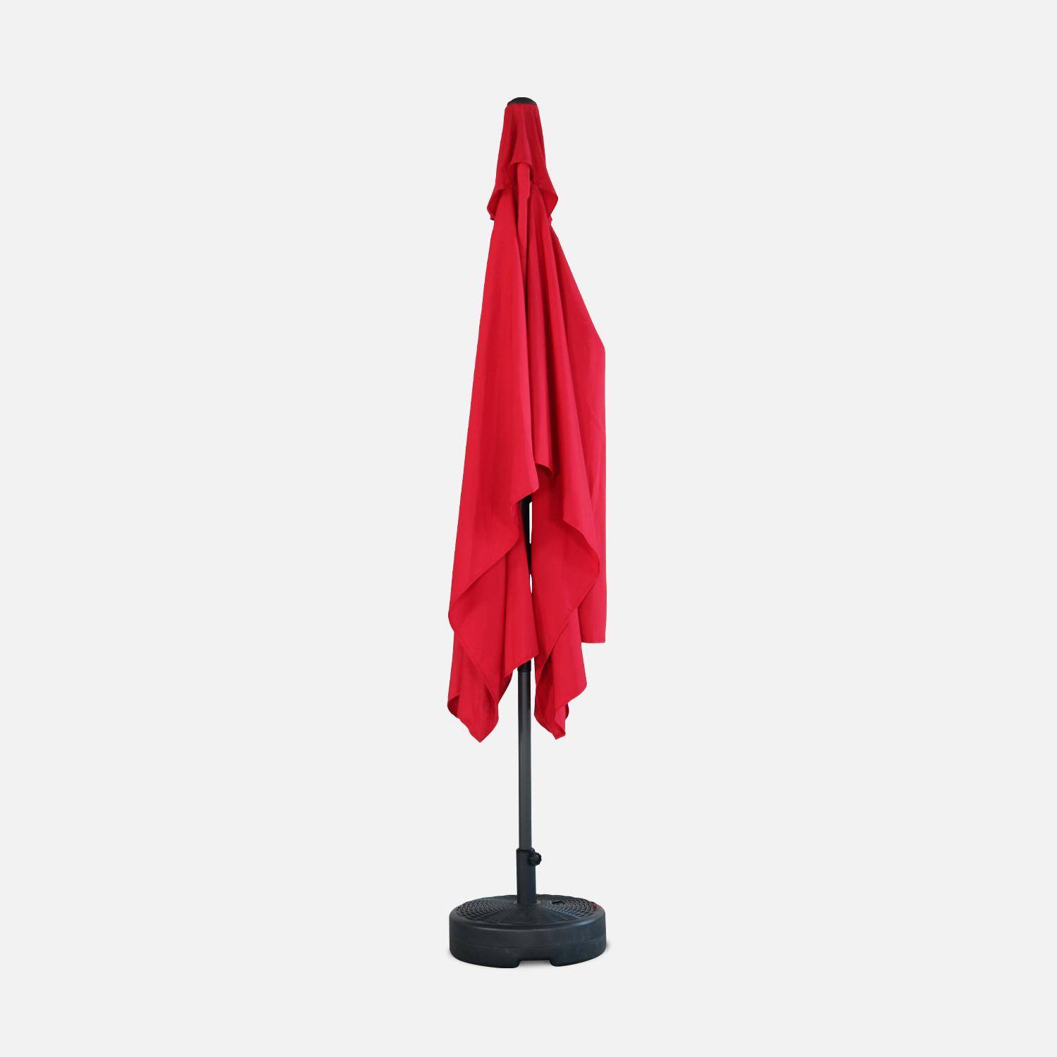 Parasol droit rectangulaire 2x3m - Touquet Rouge - mât central en aluminium orientable et manivelle d'ouverture Photo4