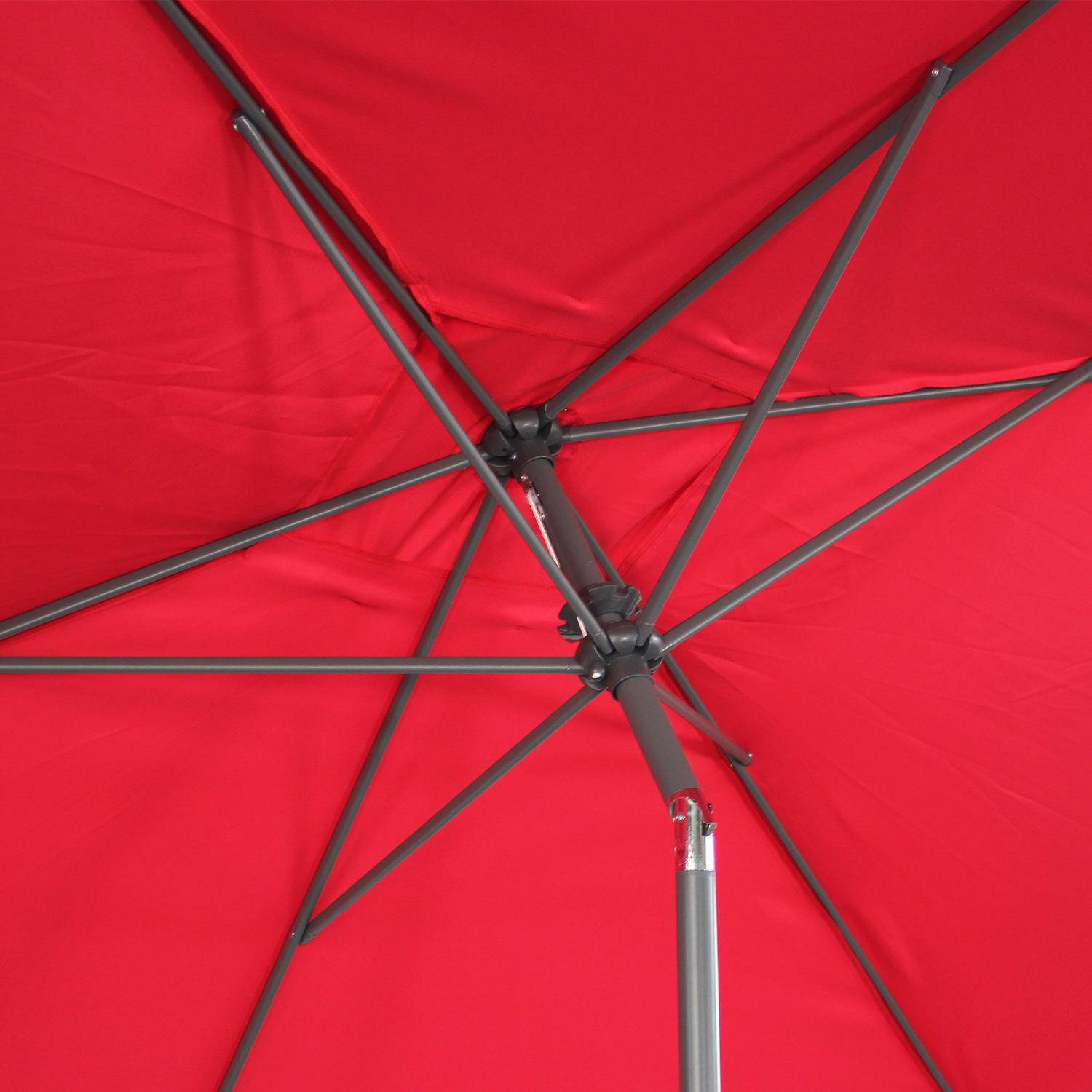 Parasol droit rectangulaire 2x3m - Touquet Rouge - mât central en aluminium orientable et manivelle d'ouverture Photo6